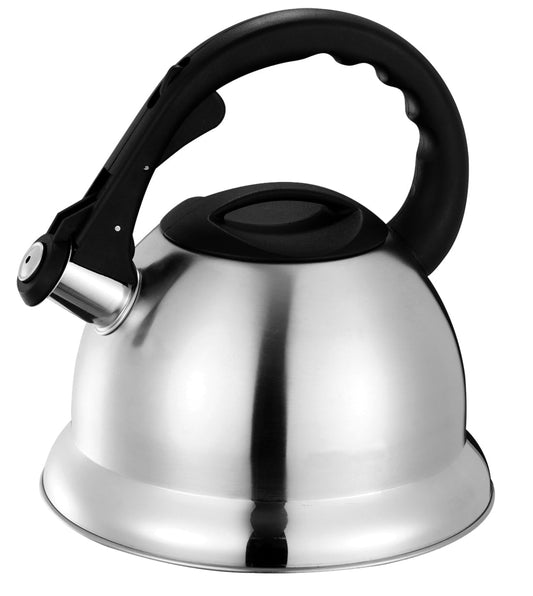 Home Basics 3 Liter Brushed Stainless Steel Whistling Tea Kettle, Silver