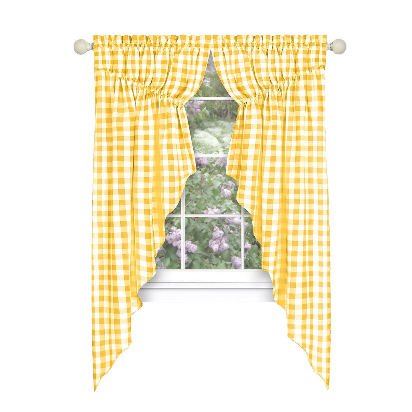 Buffalo Check Gathered Swag Window Curtain Pair, 72x63 Inches