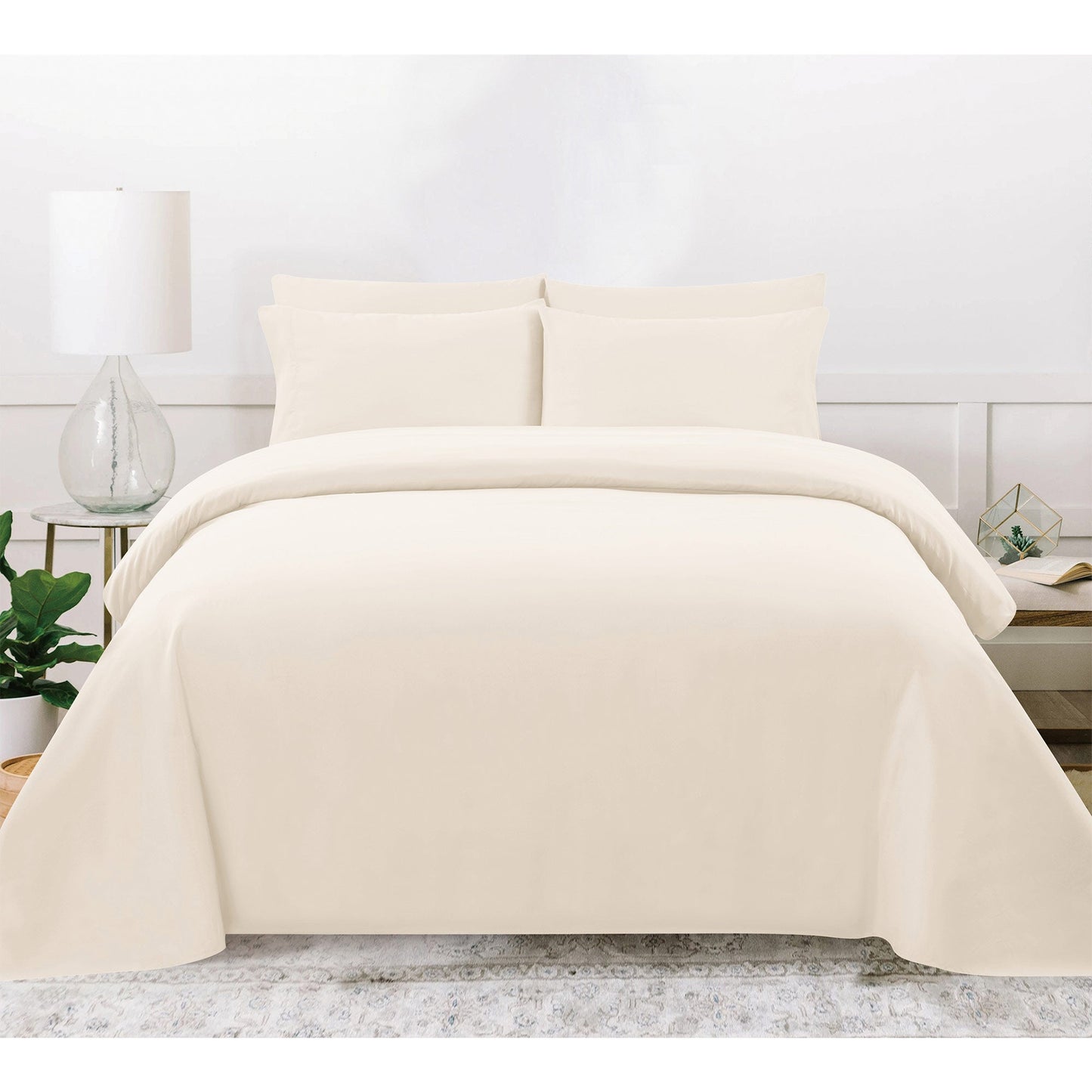 PREMIUS 4-6 Piece Solid Microfiber Wrinkle-Free Sheet Set