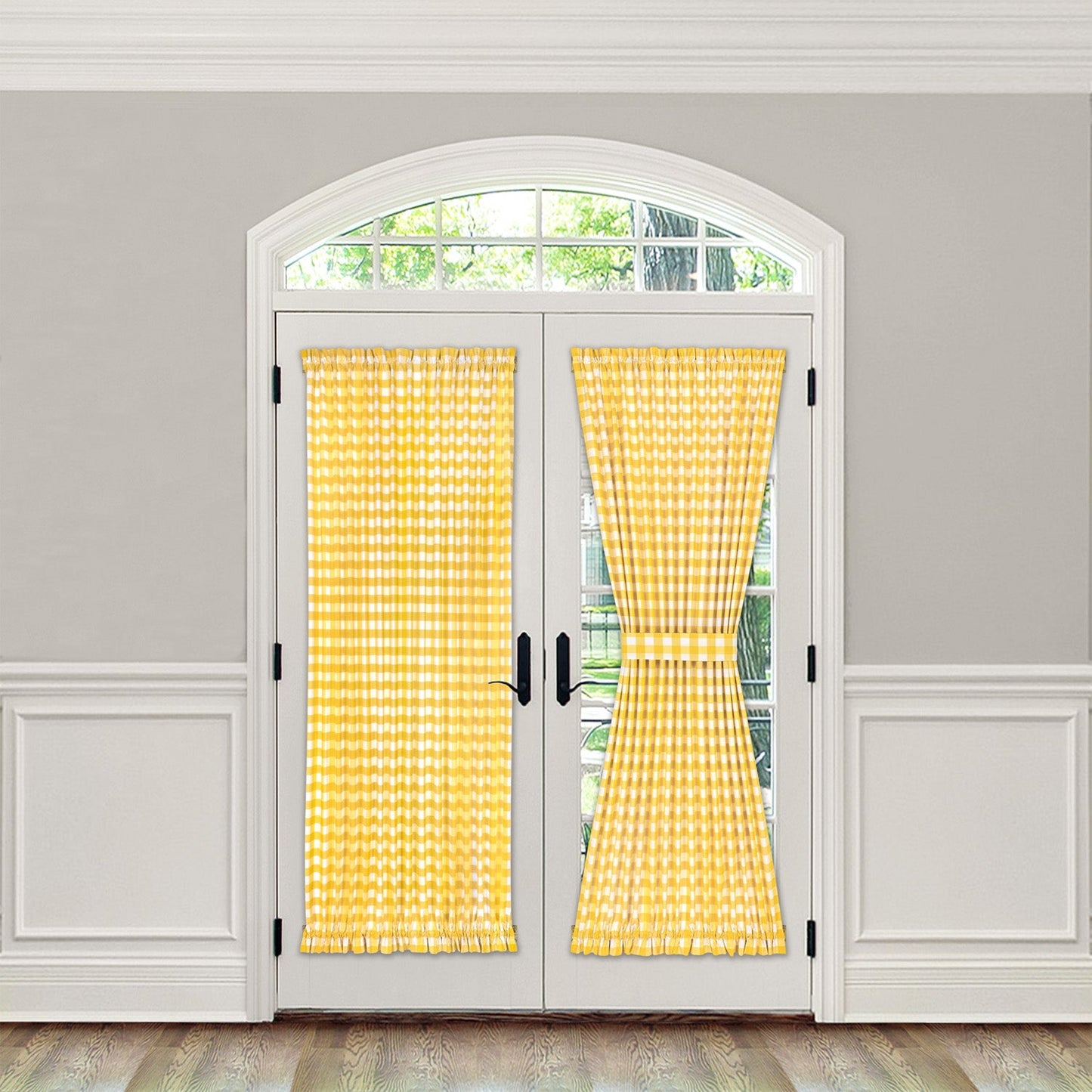 Buffalo Check Gingham French Door Panel With Tieback