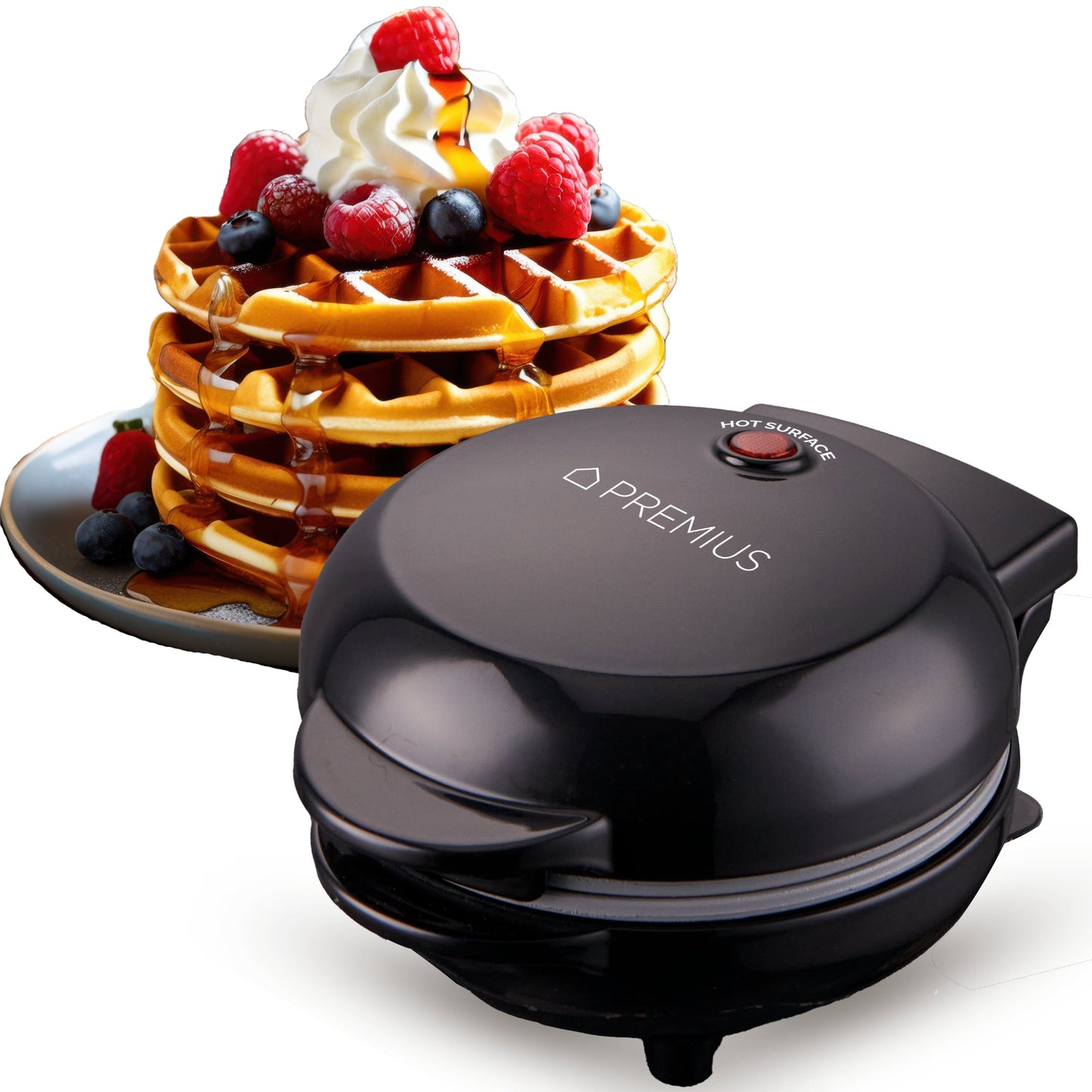 PREMIUS Ceramic Non-Stick Mini Snack Waffle Maker, 4 Inch Mold