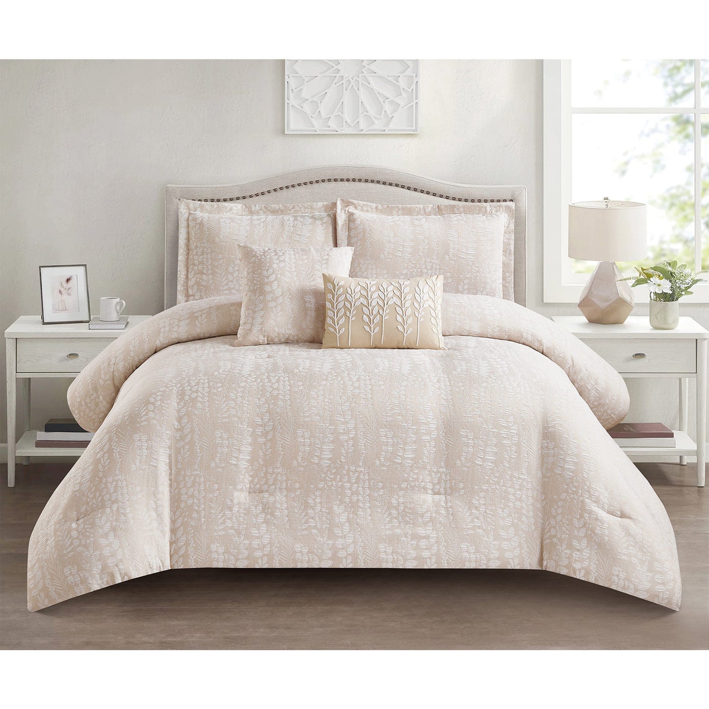 Ashfield 5 Piece Jacquard Leaf Design Comforter Set