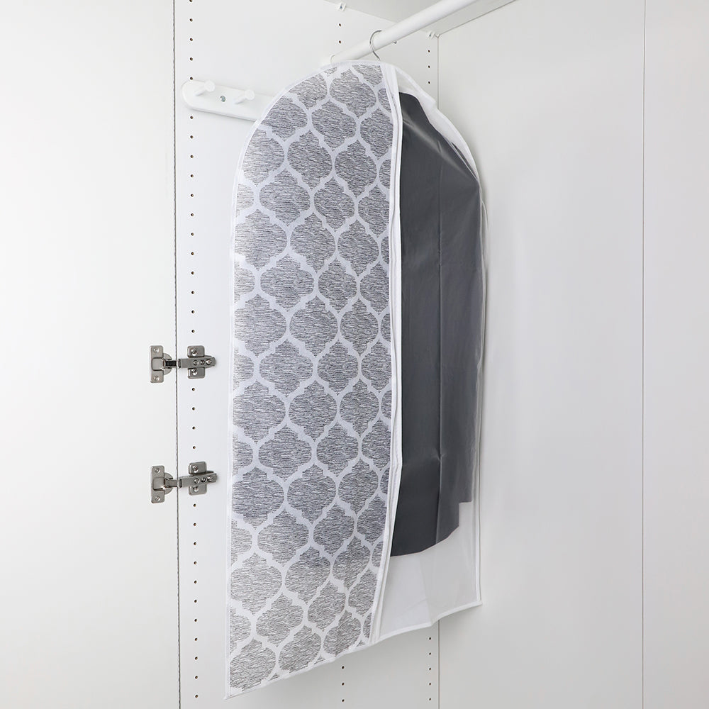 Home Basics Arabesque Non-Woven Suit Bag with Clear Window, White