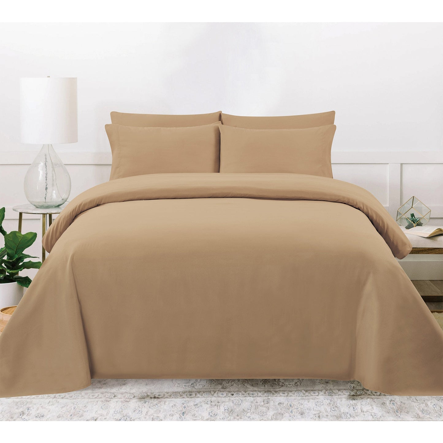 PREMIUS 4-6 Piece Solid Microfiber Wrinkle-Free Sheet Set