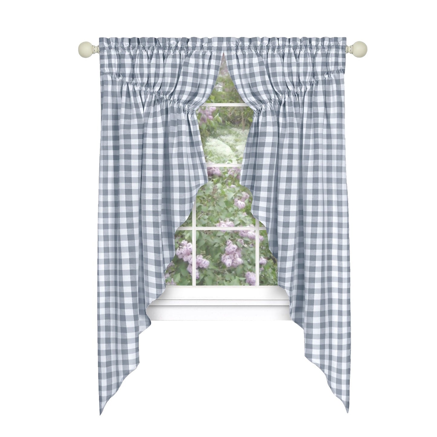Buffalo Check Gathered Swag Window Curtain Pair, 72x63 Inches