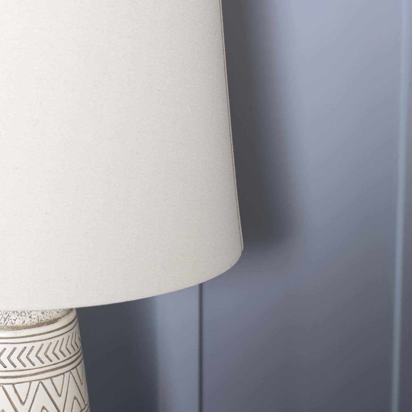 Tan and Cream Resin Lamp with White Linen Table Lamp