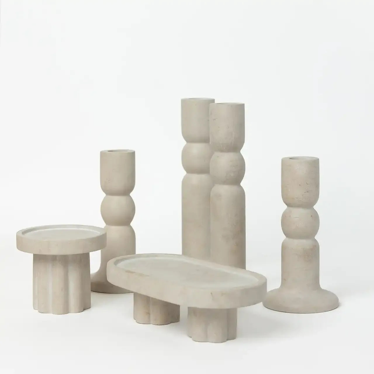 STONE TAPER CANDLE HOLDERS SET