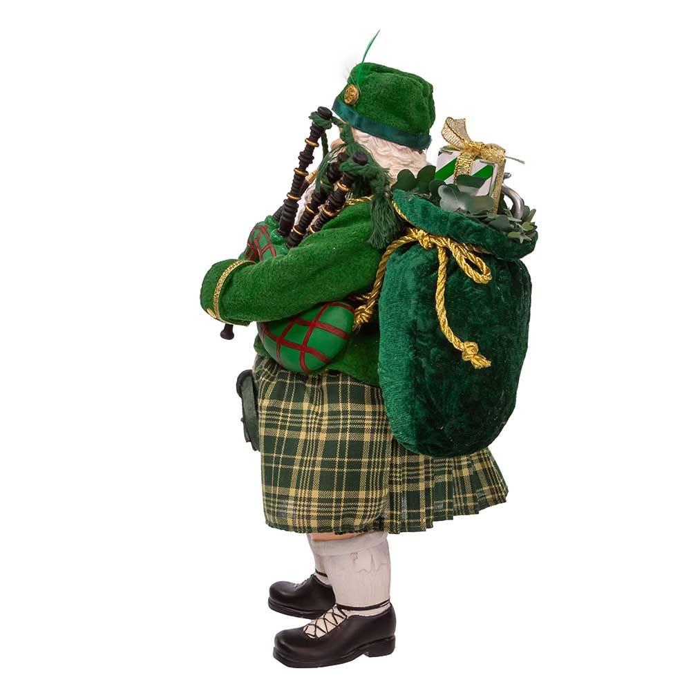 Fabriche Musical Irish Bagpiper Santa - 10 Inch