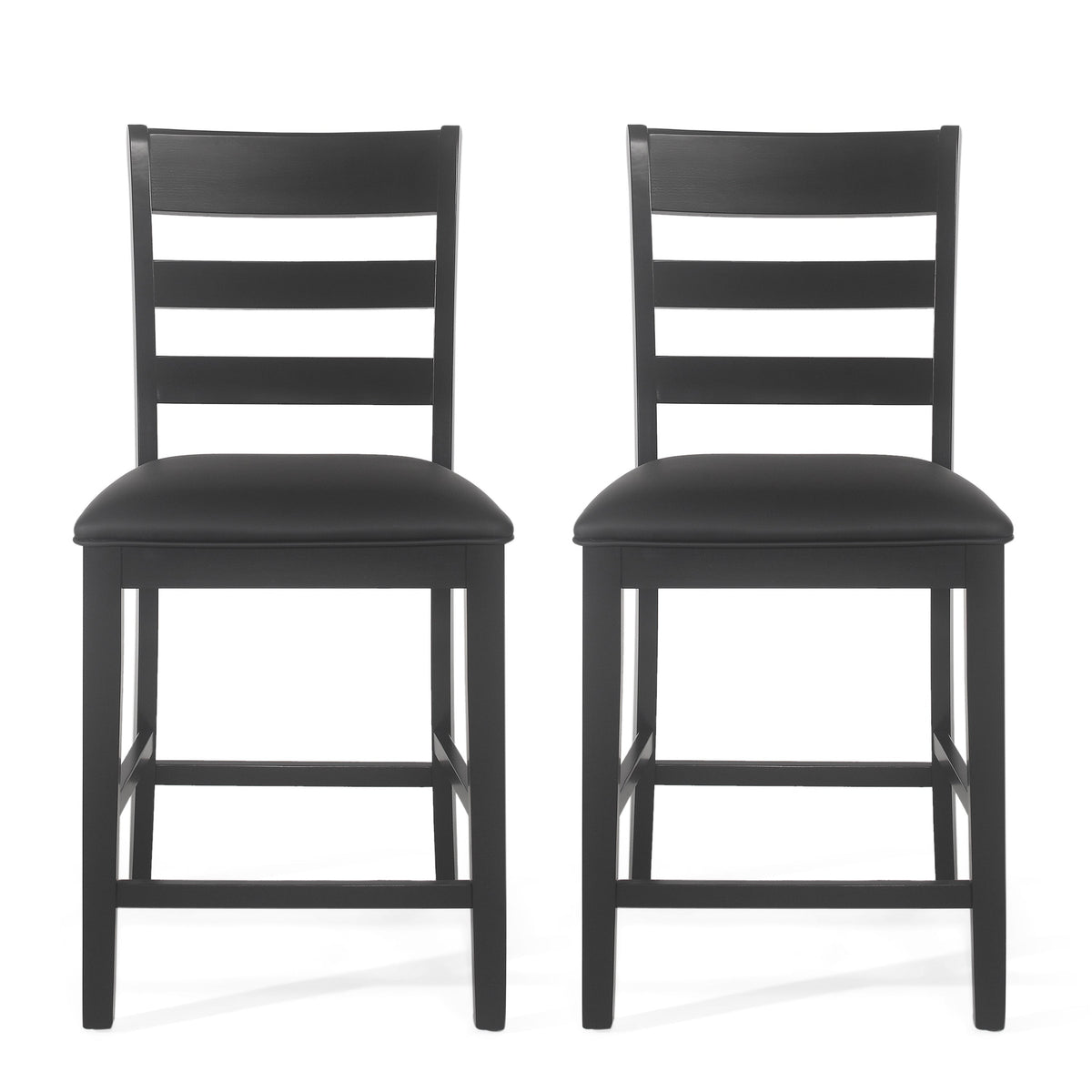 Farmhouse Upholstered Wood Counter Stools (Set of 2)