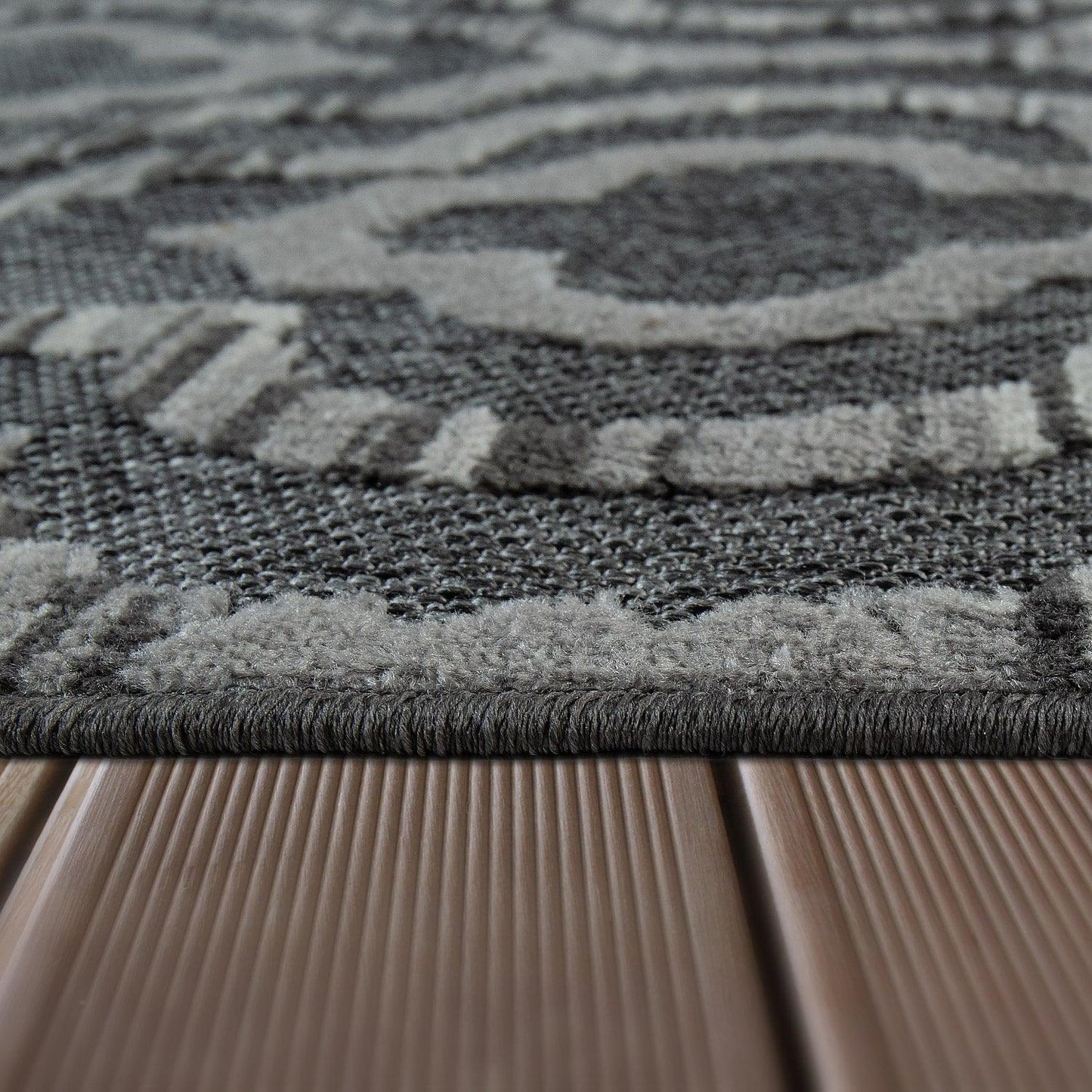 In- & Outdoor Rug Marrakesh Moroccan Ornaments - Dark Grey