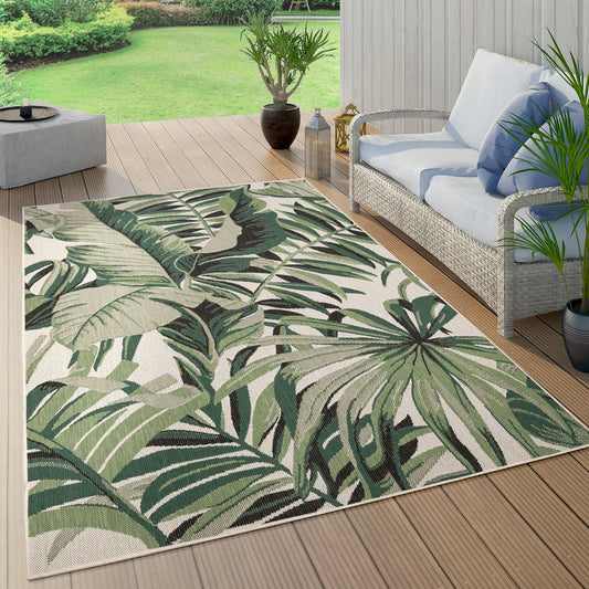 In- & Outdoor Rug Ostende for Patio Jungle Design - Green Beige