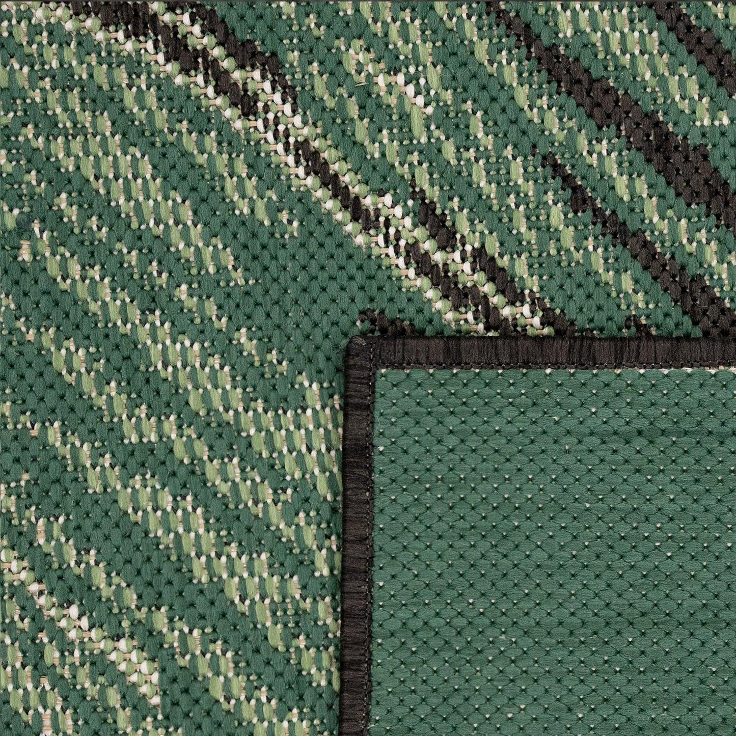 In- & Outdoor Rug Ostende Jungle Leaves - Black Green