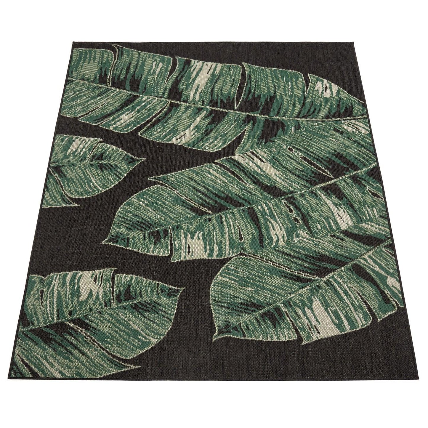 In- & Outdoor Rug Ostende Jungle Leaves - Black Green