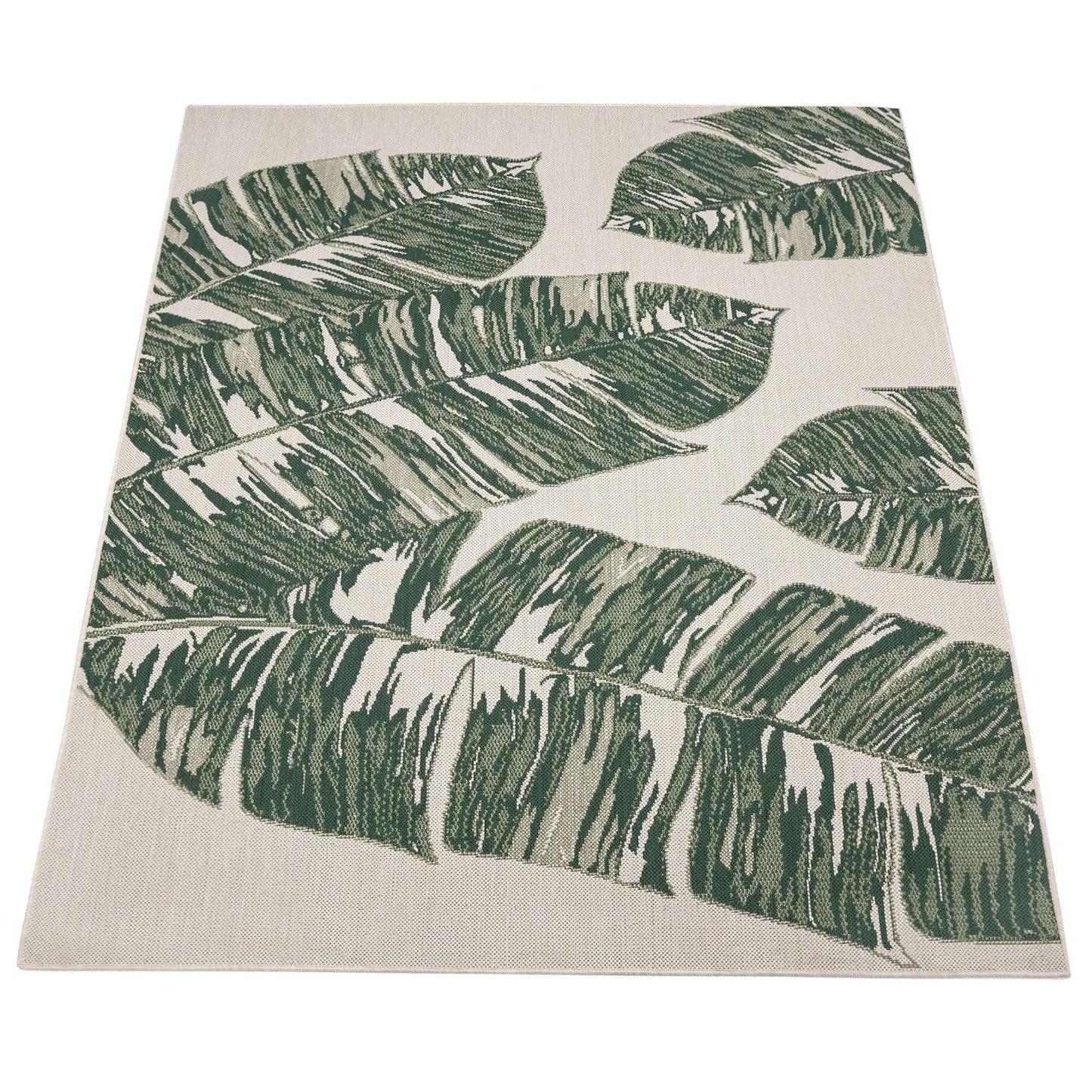 In- & Outdoor Rug Ostende Jungle Leaves - Cream Green