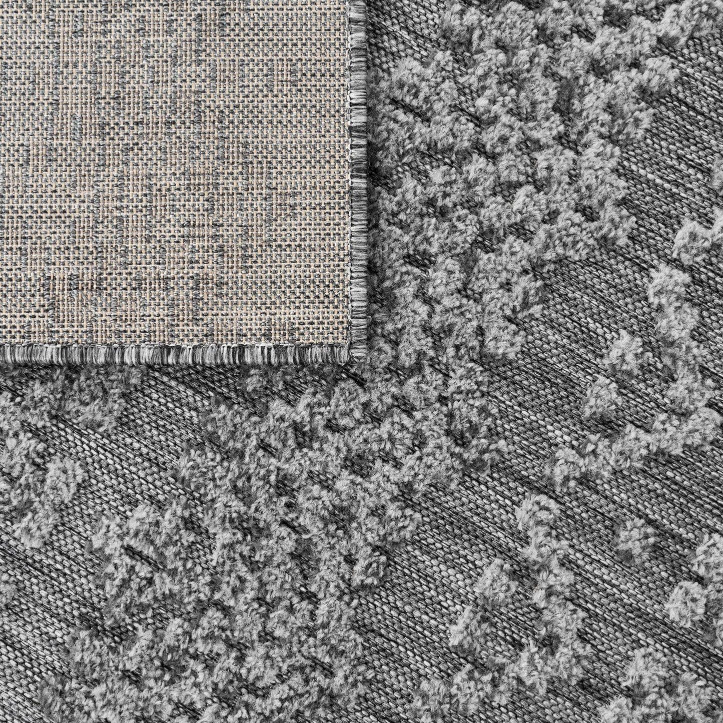 In- & Outdoor Rug Marrakesh High/Low Effect Trellis in Anthracite