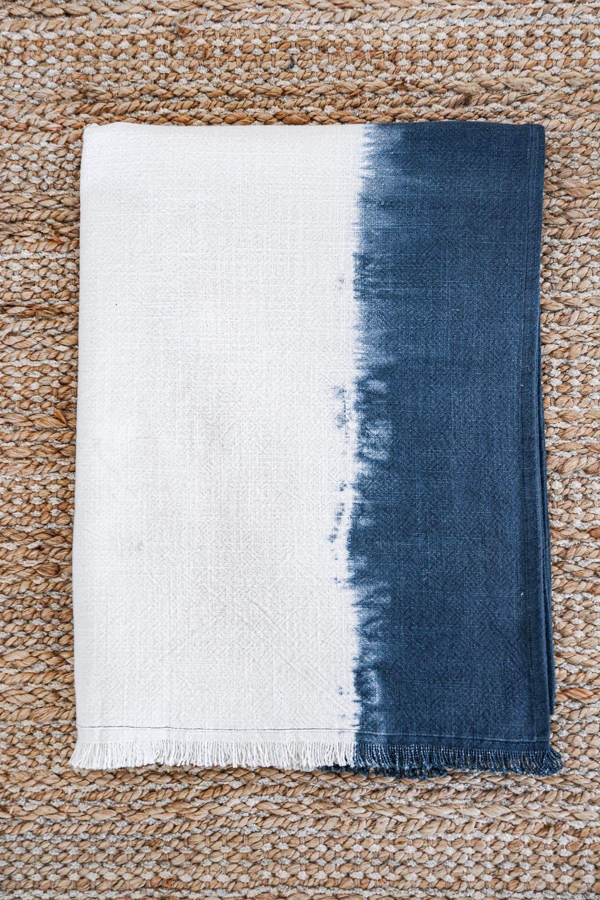Indigo Blue Tie Dye Cotton Throw