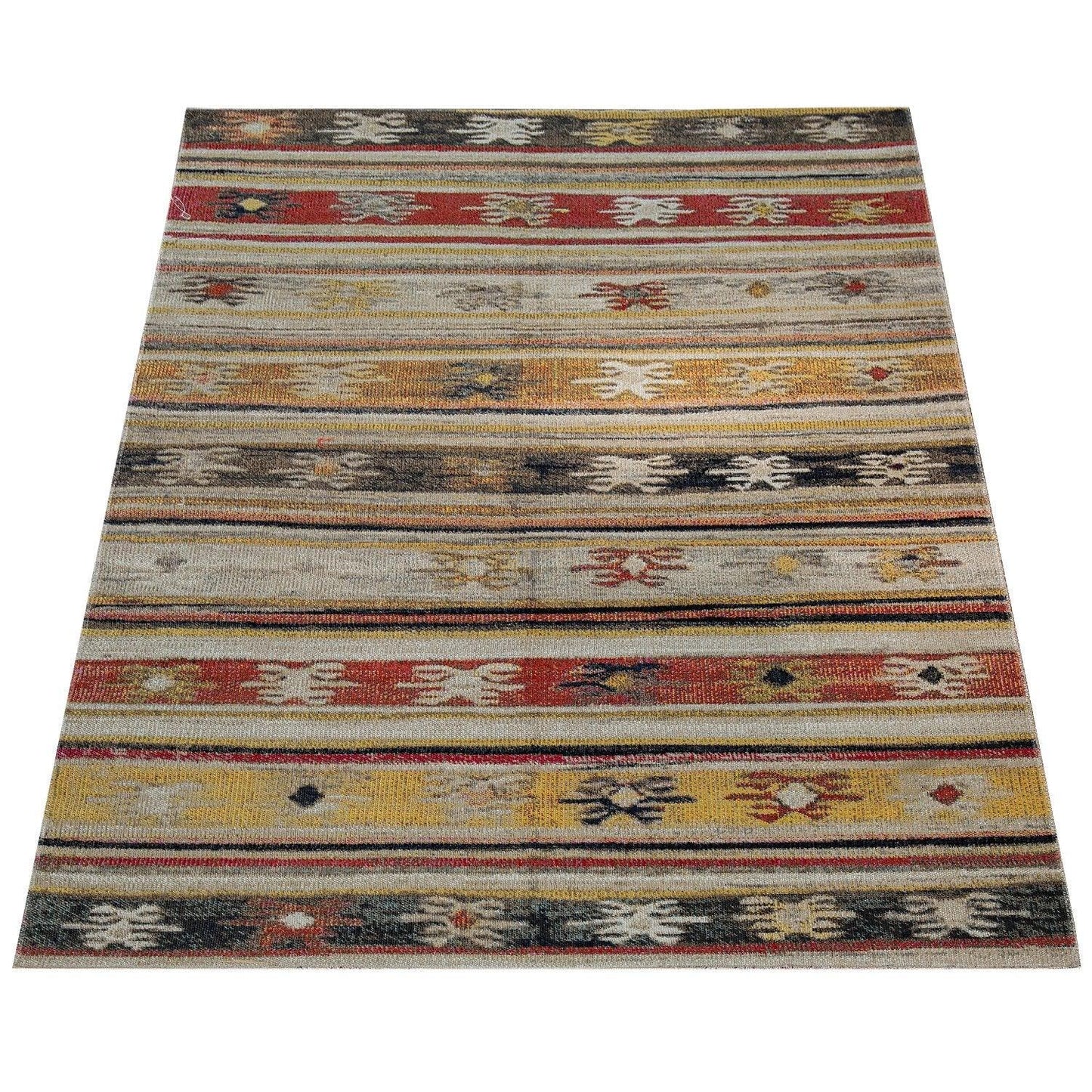 Indoor & Outdoor Rug Ethnic Cream Red Yellow