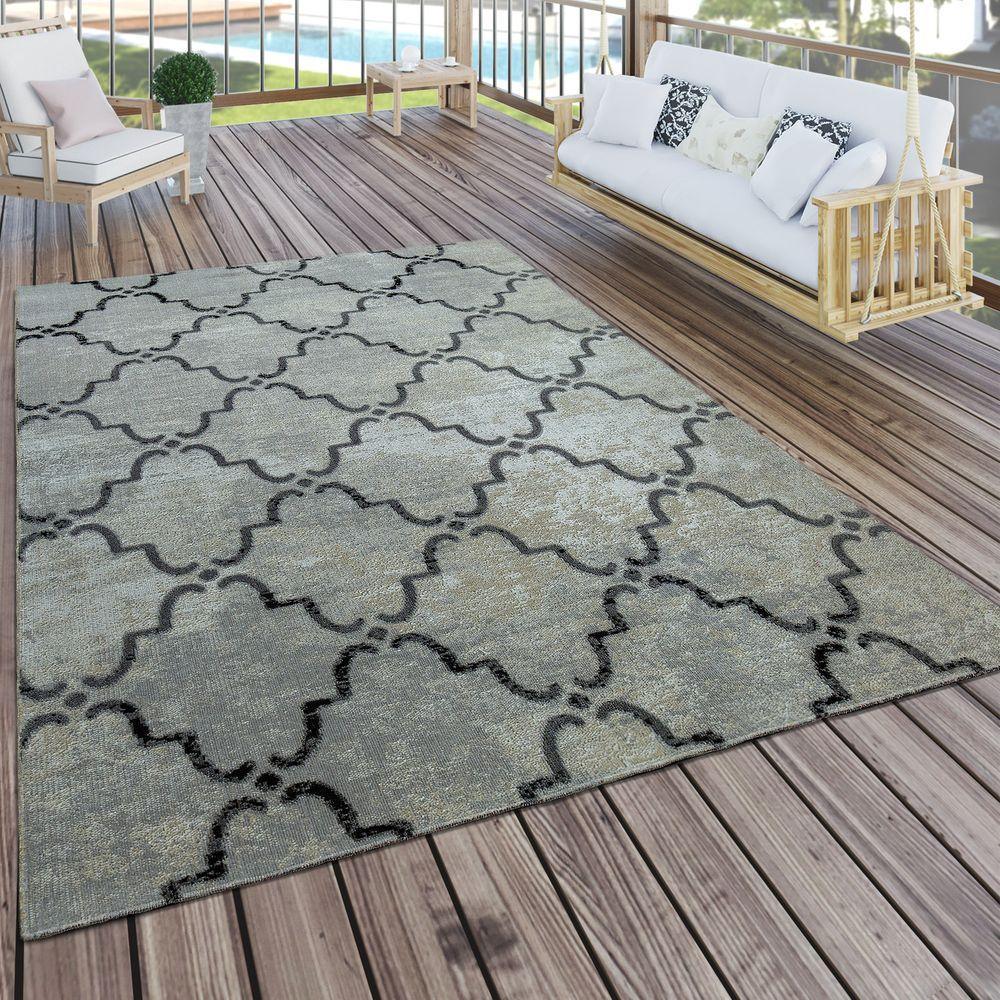 Indoor & Outdoor Rug Moroccan Pattern Grey