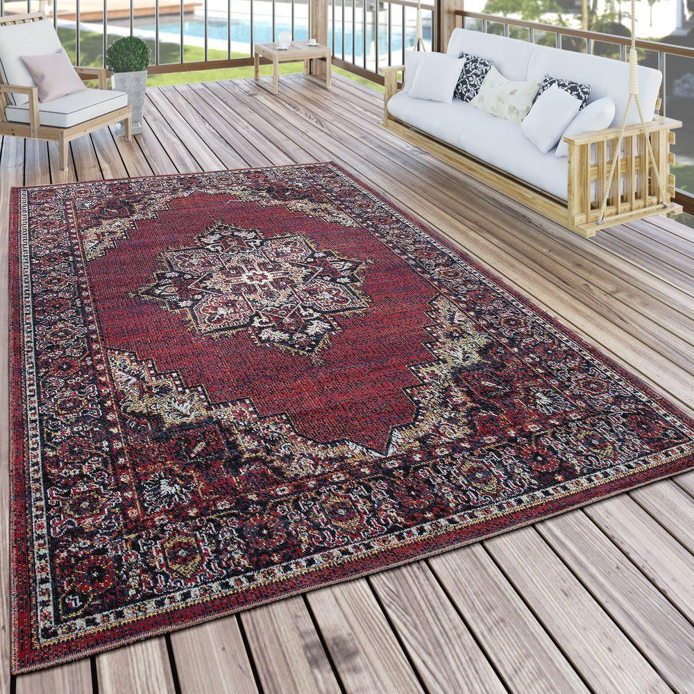 Indoor & Outdoor Rug Oriental Look Bordeaux Red