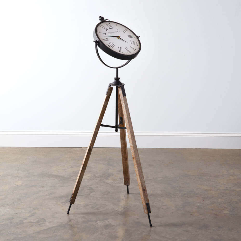 Industrial Antique Tripod Floor Clock
