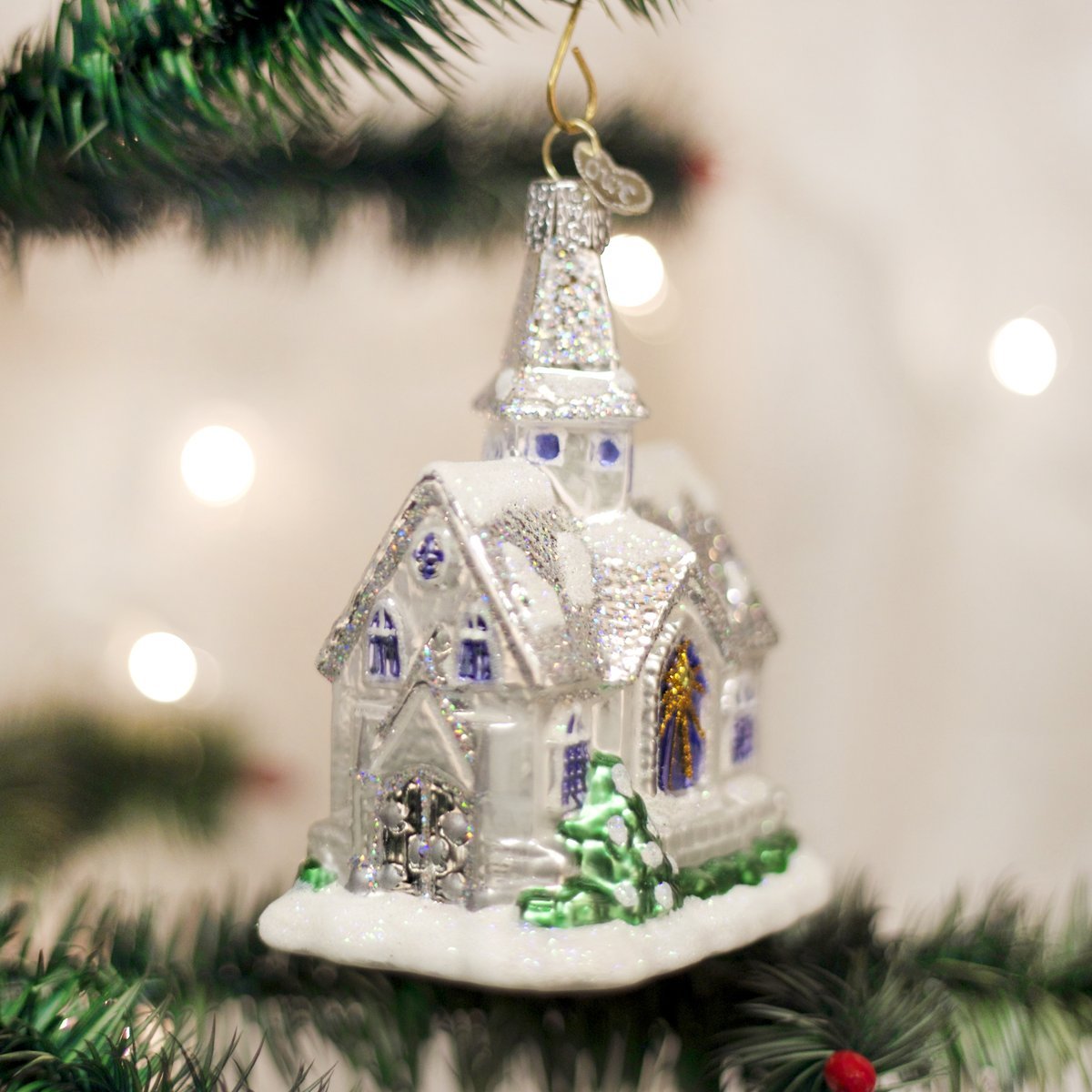 Old World Christmas Sparkling Cathedral Glass Blown Ornament