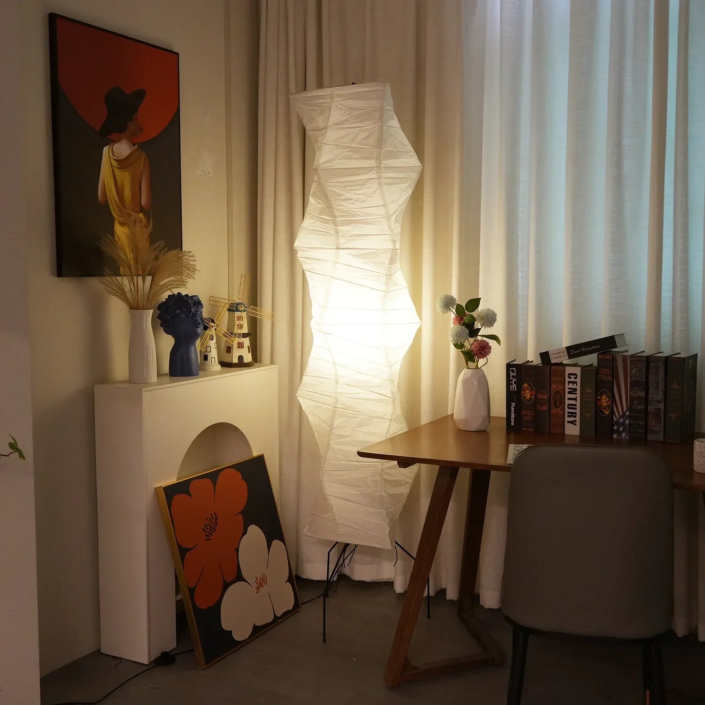 Akari Irregularly Twisted UF4-33N Floor Lamp