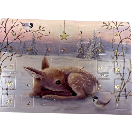 Resting Fawn Winter  Miniature Advent Calendar Card