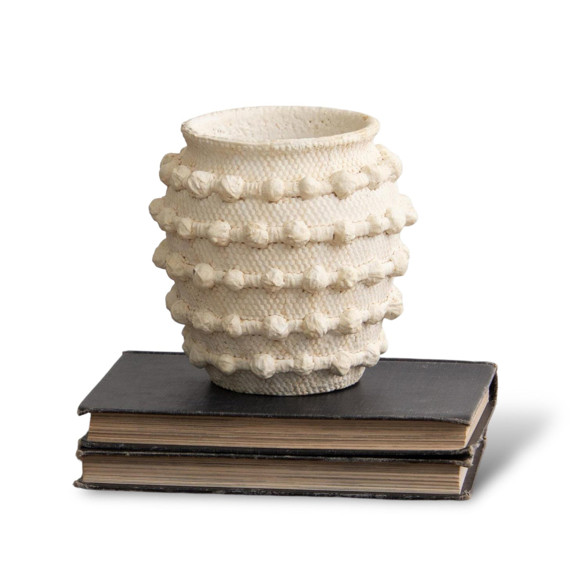 Ivory Textured Knot Cement Vase