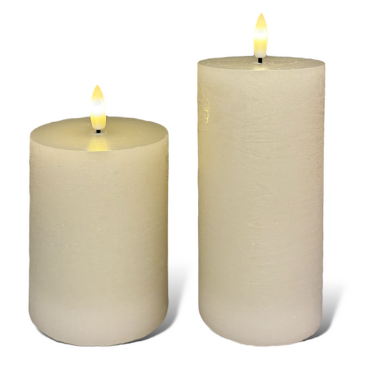Ivory Wax 3D Flameless Pillar Candles