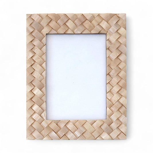Ivory Woven Resin Picture Frame | Holds 5x7 Photo