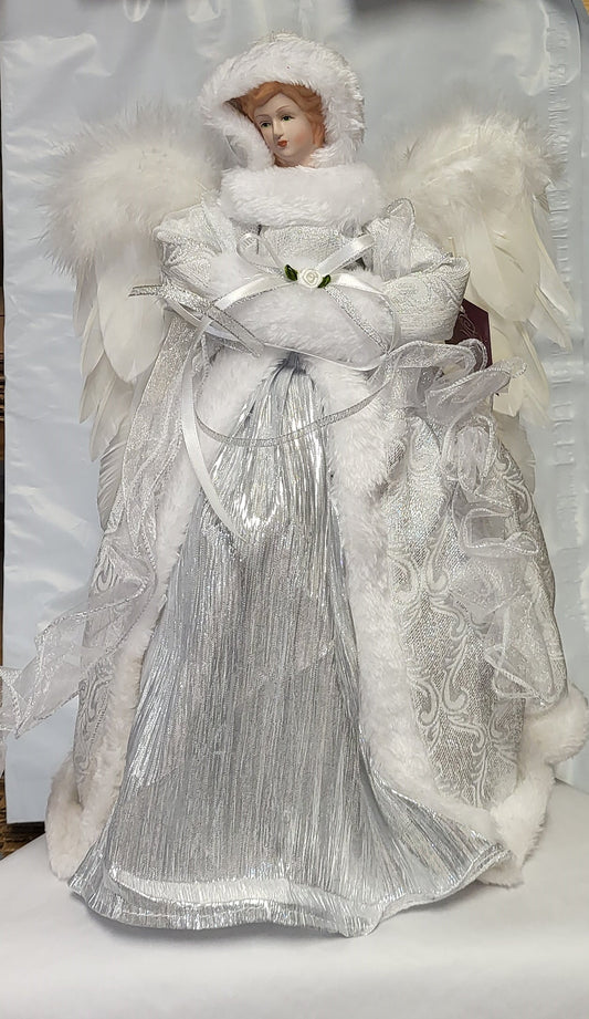 16 Inch Snowy Angel Treetopper - Silver