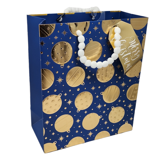 Ornaments on Blue Gift Bag -