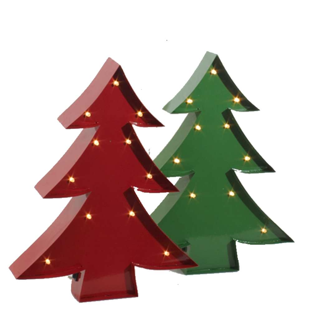 13 inch Lighted Tree Sign Red