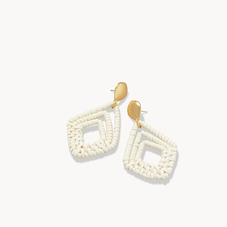 Jesse Wicker Earrings - White