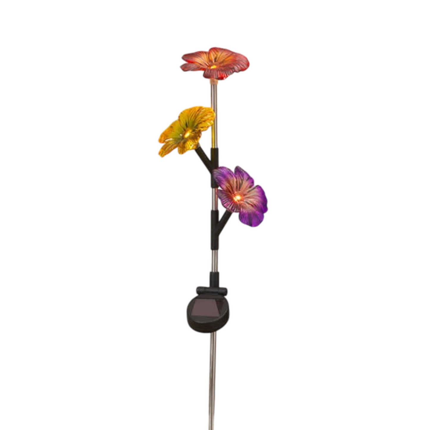 28-Inch Tall Solar Lighted Flower Yard Stake