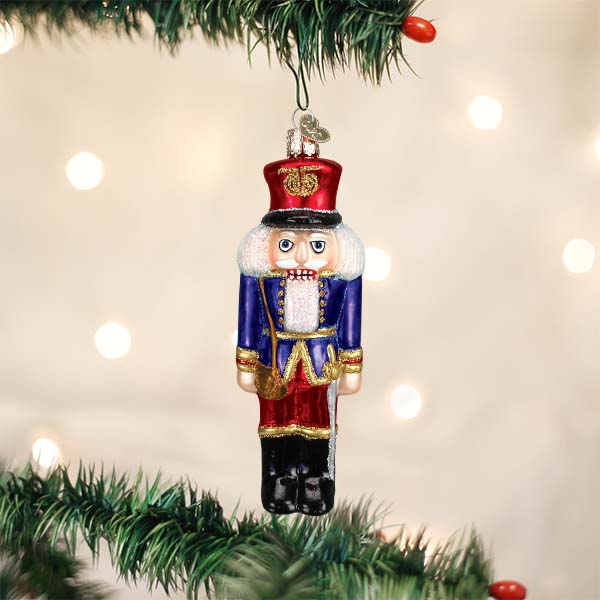 Blue Coat Soldier Nutcracker Glass Ornament