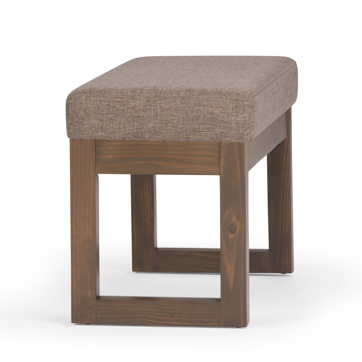 Milltown 27 Inch Wide Solid Wood Footstool Small Ottoman Bench in Fawn