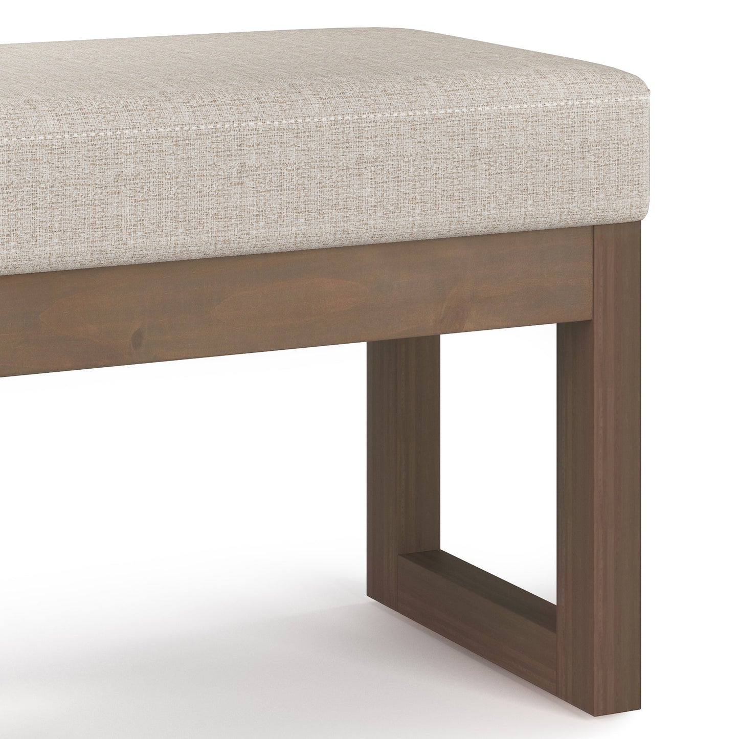 Milltown 27 Inch Wide Solid Wood Footstool Small Ottoman Bench in Platinum