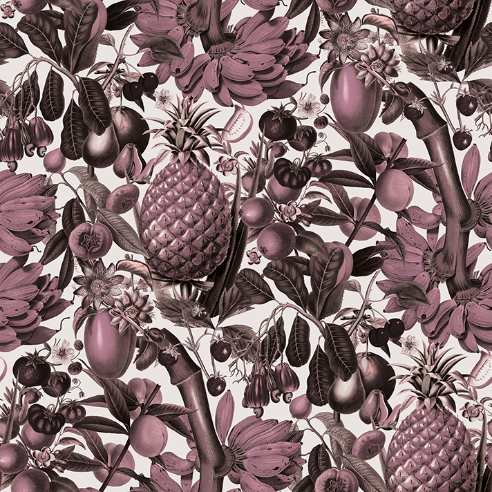 Juicy Fruit Wallpaper, white & mauve