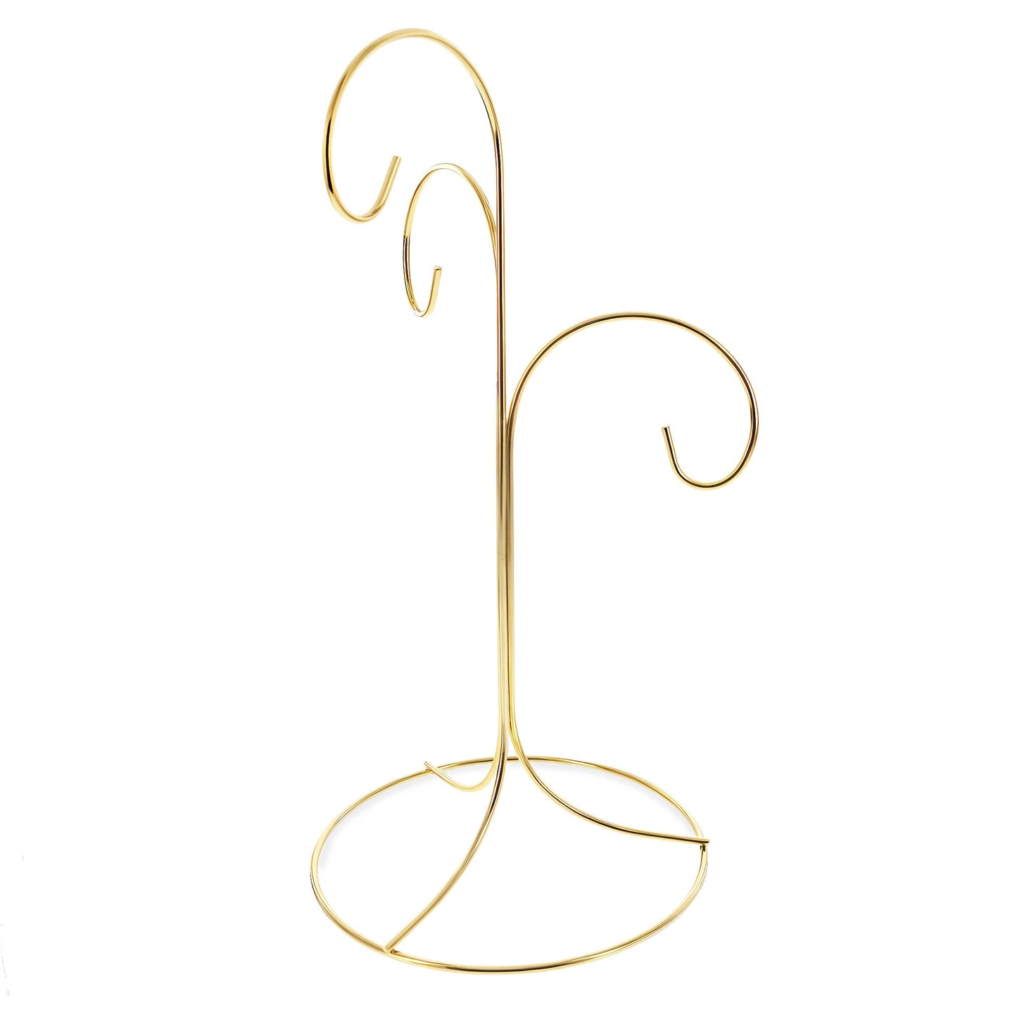 3-Arm 3-Tier Gold Brass Metal Ornament Stand Display 10.75 Inches (Taiwan)