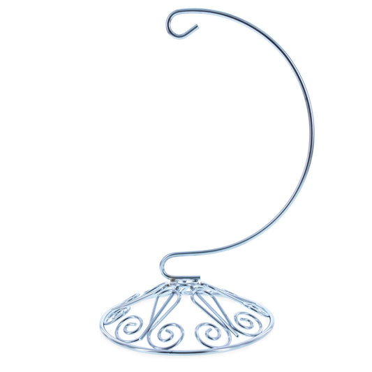 Curved Silver Wire Swirl Base Ornament Stand Display 7 Inches (Taiwan)