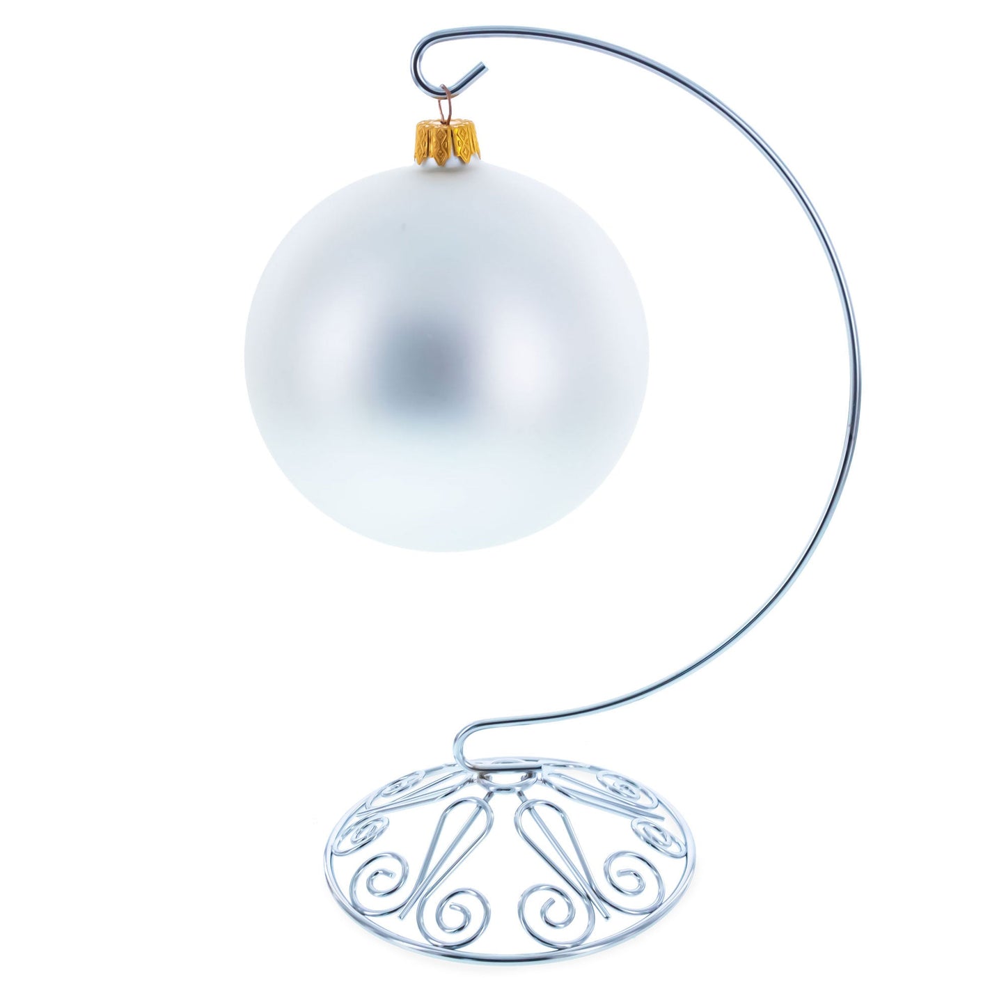 Curved Silver Wire Swirl Base Ornament Stand Display 8.75 Inches (Taiwan)