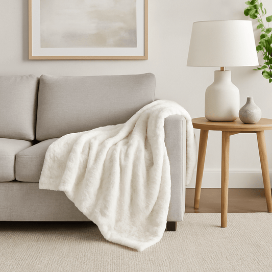 DaDa Bedding Luxury White Roses Fluffy Soft Sherpa Backside Faux Fur Throw Blanket (K11)