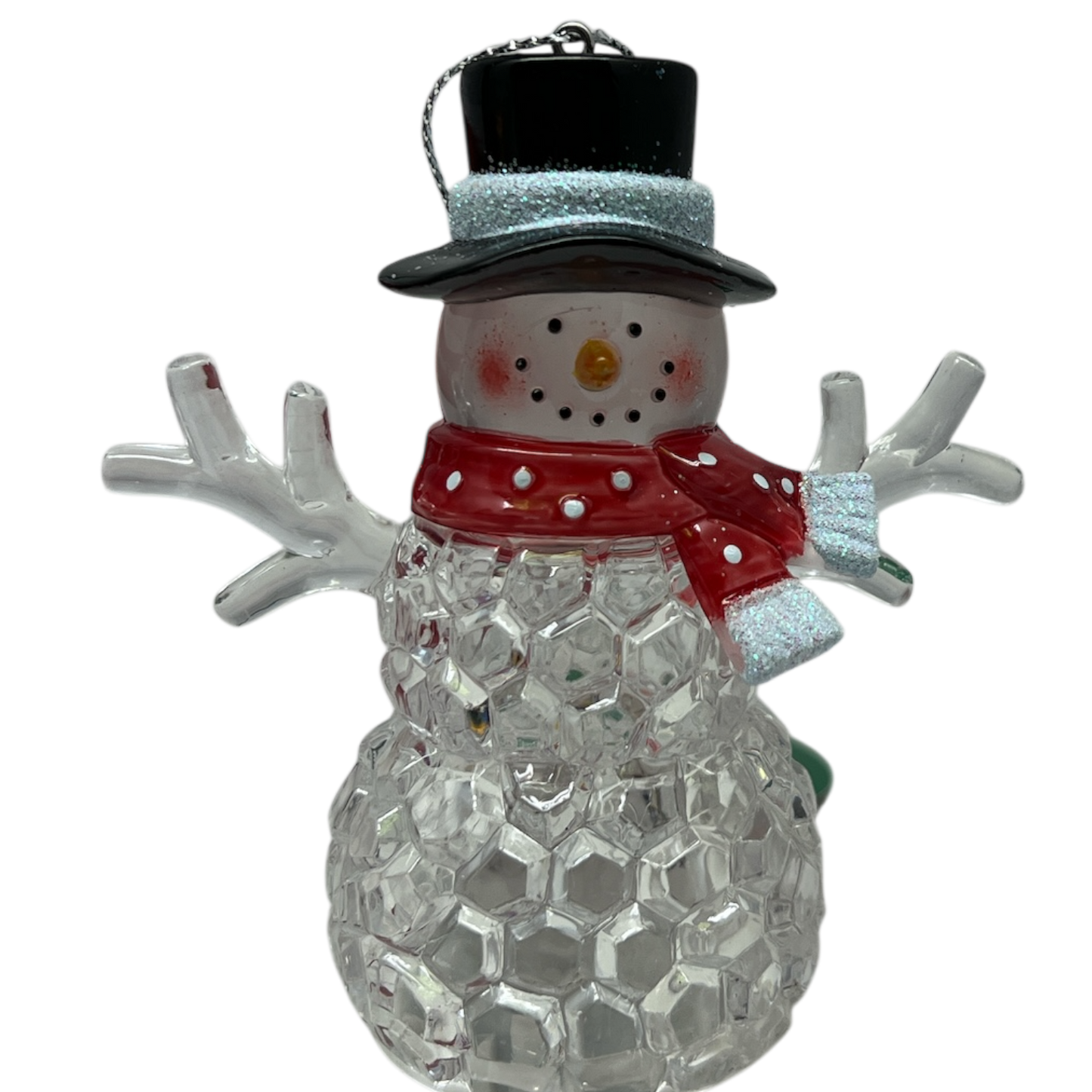 3.75"LED Snowman With Black Hat Ornament