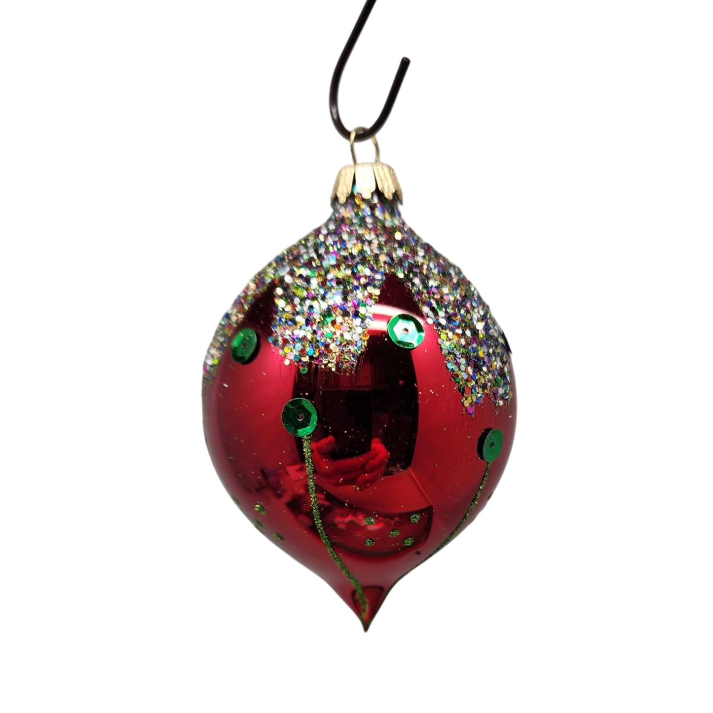 Krebs Value Glass Ornament 4 pack - Red Sequined Drops