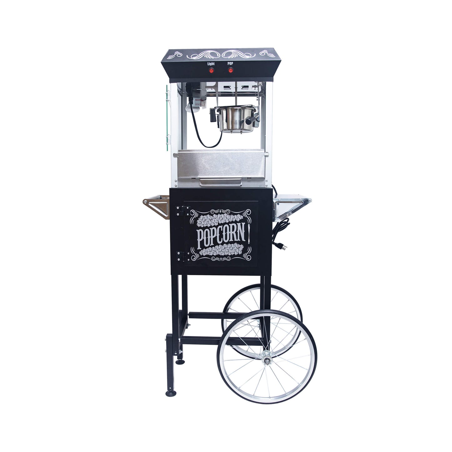 Kaitu 8oz Stainless Steel Popcorn Machine With Cart, Heated Warming Deck And Old Maids Drawer, Black (SAK67426)
