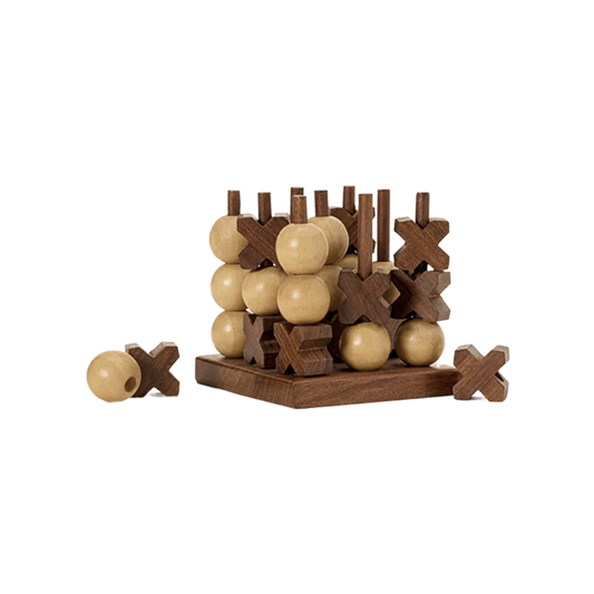 Kanan 3D Tic Tac Toe game featuring stackable wooden X's and O's in a 3D design, crafted from Indian rosewood.