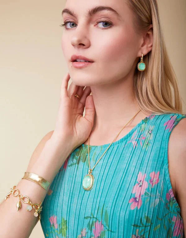 Karina Oval Drop Hoop Earrings Sea Foam