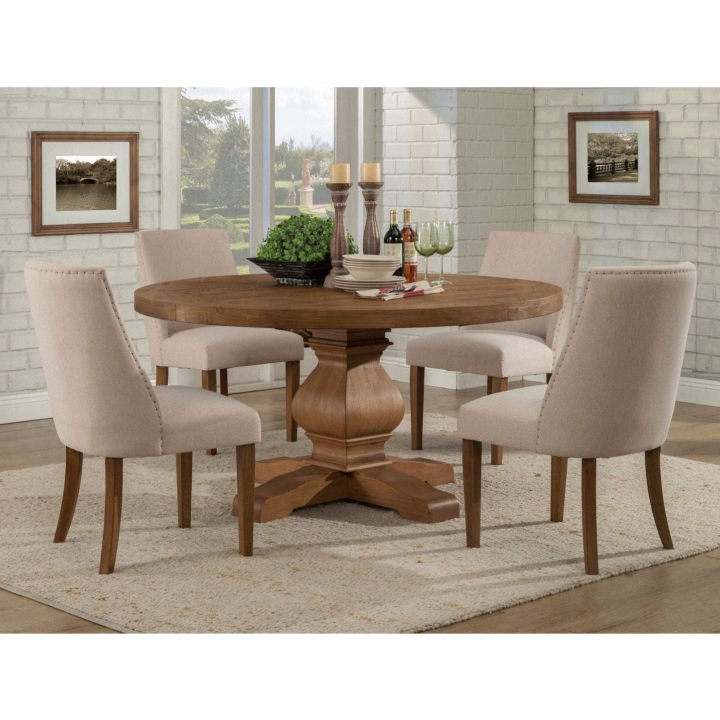 Kensington Round Dining Table, Reclaimed Natural