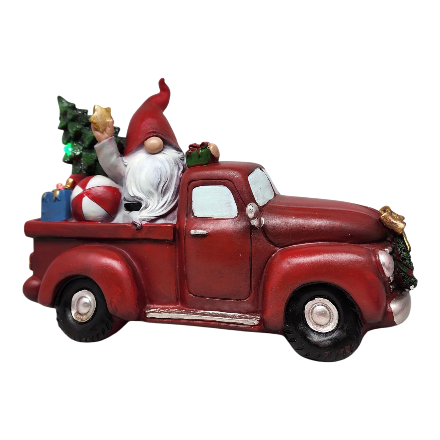 Festive Gnome's Lighted Truck Figurine
